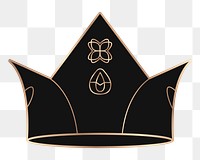 Png black queen crown element, transparent background