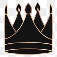 Png black luxurious crown element, transparent background