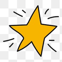 Png cute yellow star illustration element, transparent background