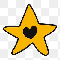 Png cute yellow star illustration element, transparent background