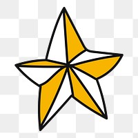 Png cute yellow star illustration element, transparent background