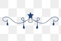 Png blue feminine ornament divider element, transparent background