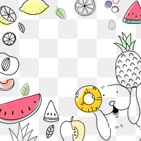 Animals & fruits png border, transparent background