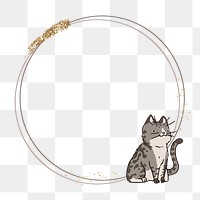 Cute cat png frame, transparent background