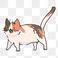 Png happy cat doodle sticker, transparent background