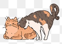 Png cats reconciling doodle sticker, transparent background