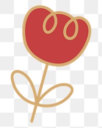 PNG Red flower  illustration sticker, transparent background