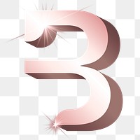 Png B letter, shiny 3D font, transparent background