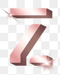 Png Z letter, shiny 3D font, transparent background