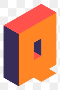 Png Orange isometric alphabet Q element, transparent background