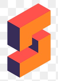 Png Orange isometric alphabet S element, transparent background