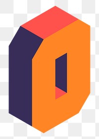 Png Orange isometric number zero element, transparent background