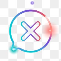 Png colorful cross mark icon, transparent background