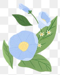 Png petunia flowers hand drawn sticker, transparent background