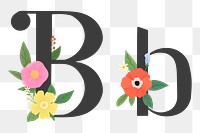 Png Elegant floral letter b element, transparent background