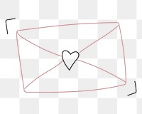 Png cute love letter doodle element, transparent background