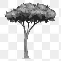 Png monotone umbrella pine tree illustration, transparent background