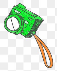 Png neon camera doodle design element, transparent background