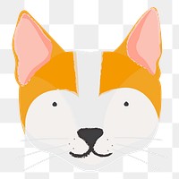 Png orange cat portrait hand drawn sticker, transparent background