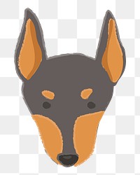 Png doberman dog hand drawn sticker, transparent background