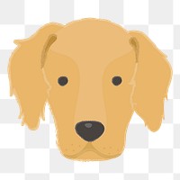 Png golden retriever dog portrait hand drawn sticker, transparent background