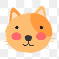 Png orange cat portrait hand drawn sticker, transparent background