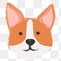 Png cute corgi dog hand drawn sticker, transparent background