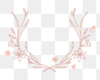 Png pink floral design border, transparent background