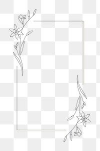 Minimal flower png frame, transparent background