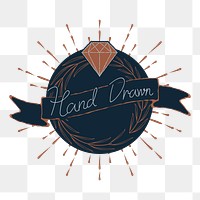 Hand drawn badge png sticker, transparent background