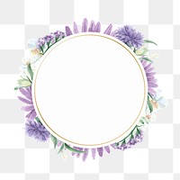 Purple flower png badge, transparent background