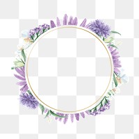 Purple flower png frame, transparent background