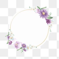 Purple flower png badge, transparent background