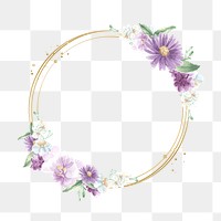 Purple flower png frame, transparent background