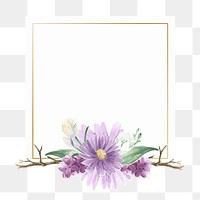 Purple flower png badge, transparent background