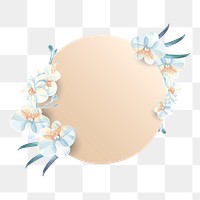 Watercolor orchid png badge, transparent background
