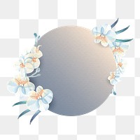 Watercolor orchid png badge, transparent background