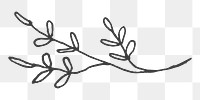 Png leaf line art element, transparent background