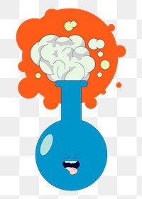 Png playful chemical flask character sticker, transparent background