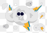 Png thunder storm flat character sticker, transparent background