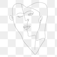 Png woman line art element, transparent background