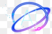 Png neon artificial intelligence icon, transparent background