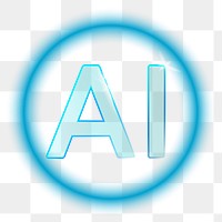 Png neon artificial intelligence icon, transparent background