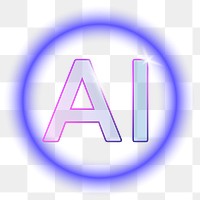 Png neon artificial intelligence icon, transparent background