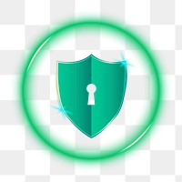 Png neon cyber security icon, transparent background