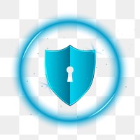 Png neon cyber security icon, transparent background