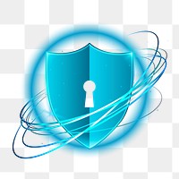 Png neon cyber security icon, transparent background