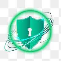 Png neon cyber security icon, transparent background