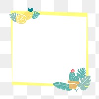 Png tropical summer design frame, transparent background