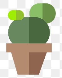 Png geometric cactus flat sticker, transparent background